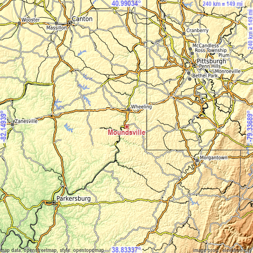 Topographic map of Moundsville