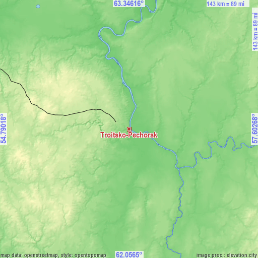 Topographic map of Troitsko-Pechorsk