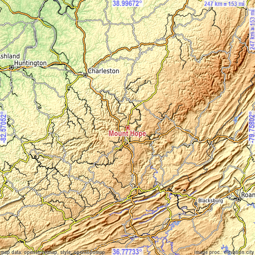 Topographic map of Mount Hope