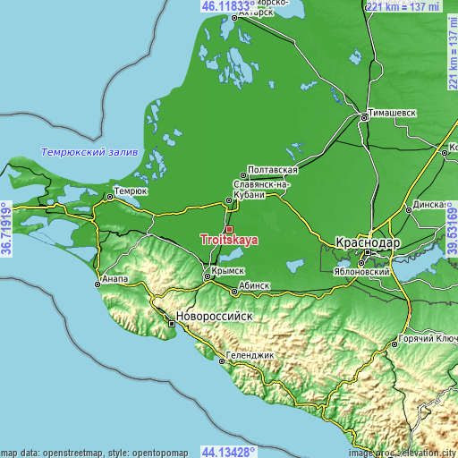 Topographic map of Troitskaya