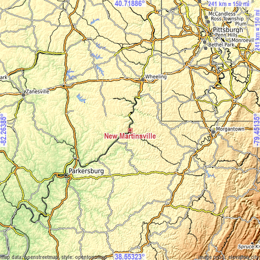 Topographic map of New Martinsville