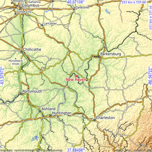 Topographic map of New Haven