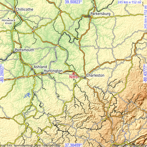 Topographic map of Nitro