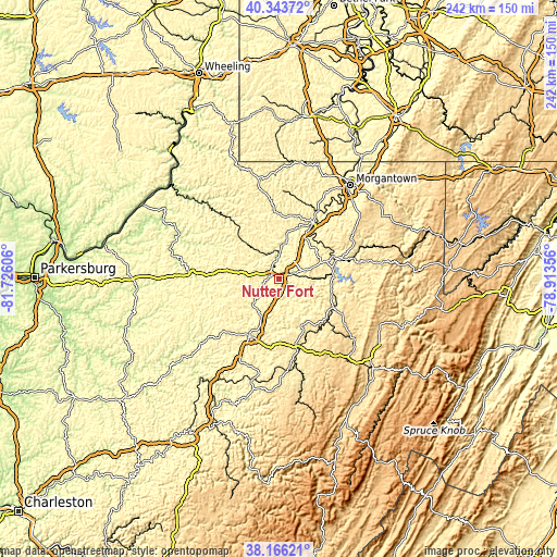 Topographic map of Nutter Fort