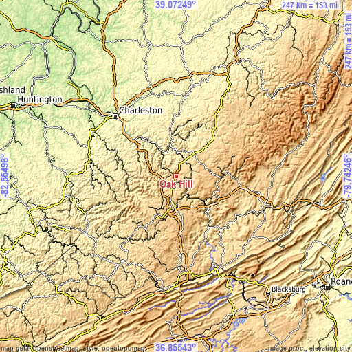 Topographic map of Oak Hill