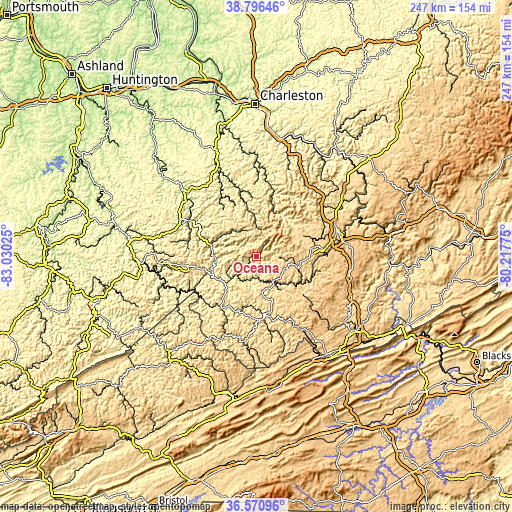 Topographic map of Oceana