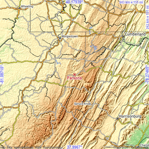 Topographic map of Parsons