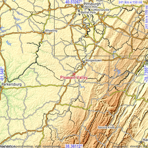 Topographic map of Pleasant Valley