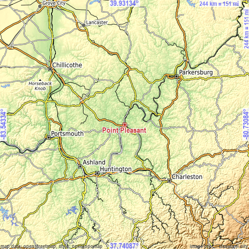 Topographic map of Point Pleasant