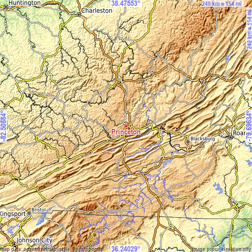 Topographic map of Princeton