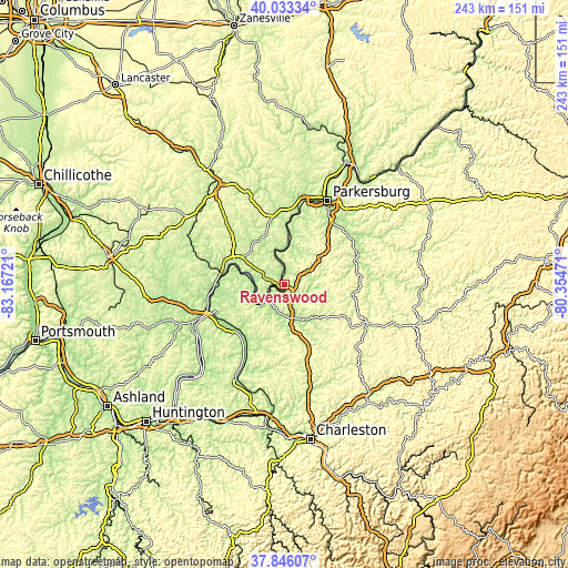 Topographic map of Ravenswood