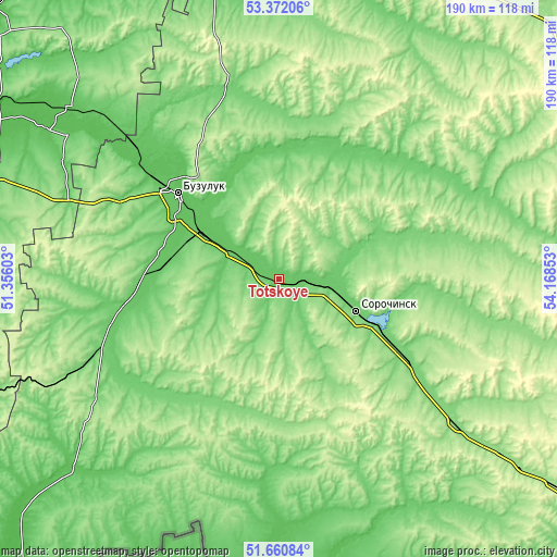 Topographic map of Totskoye