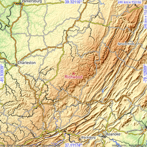 Topographic map of Richwood