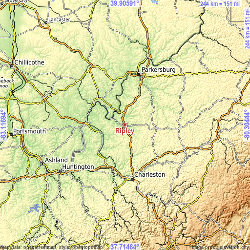 Topographic map of Ripley