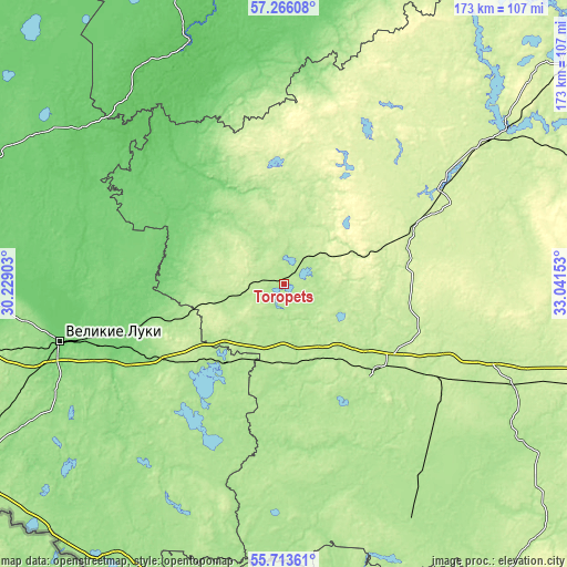 Topographic map of Toropets