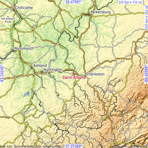 Topographic map of Saint Albans