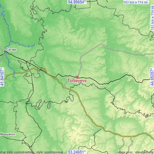 Topographic map of Torbeyevo