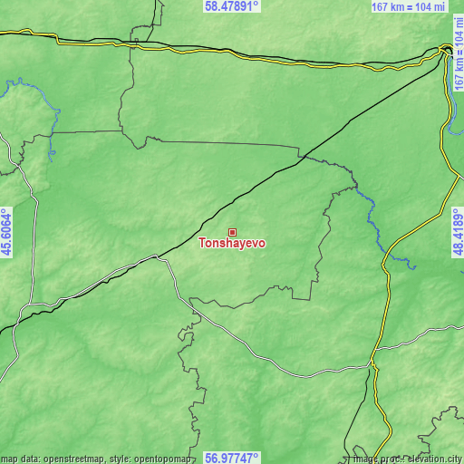 Topographic map of Tonshayevo