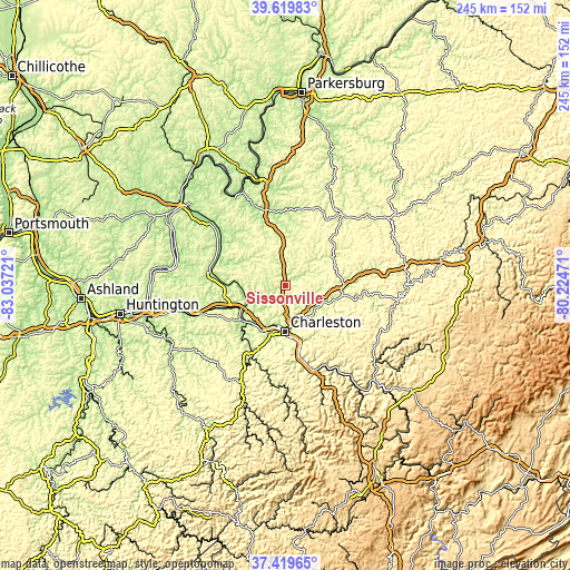 Topographic map of Sissonville