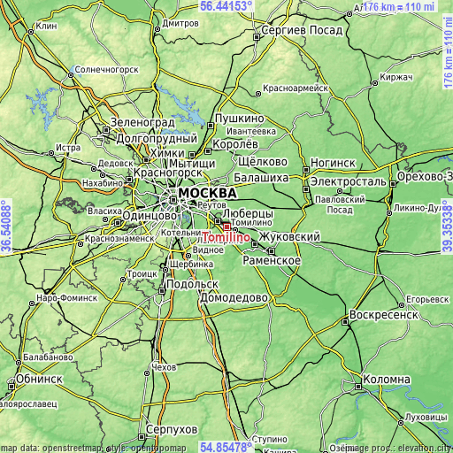 Topographic map of Tomilino