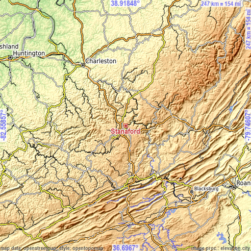 Topographic map of Stanaford