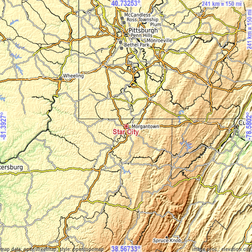 Topographic map of Star City