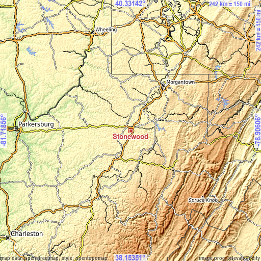 Topographic map of Stonewood