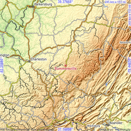 Topographic map of Summersville