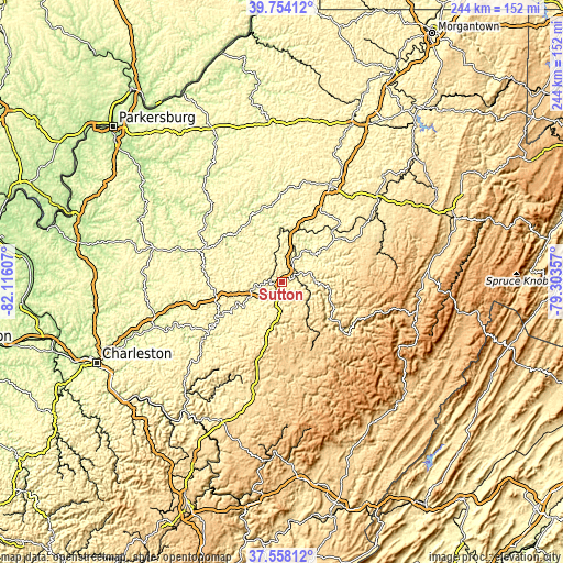 Topographic map of Sutton