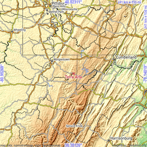 Topographic map of Terra Alta