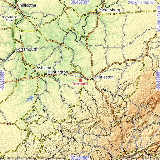 Topographic map of Tornado