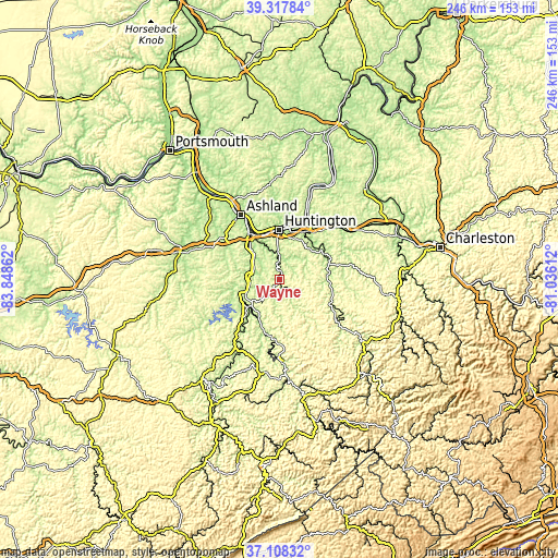 Topographic map of Wayne