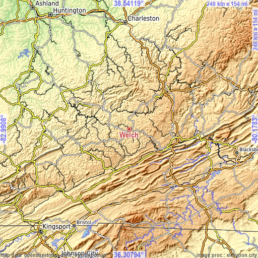 Topographic map of Welch