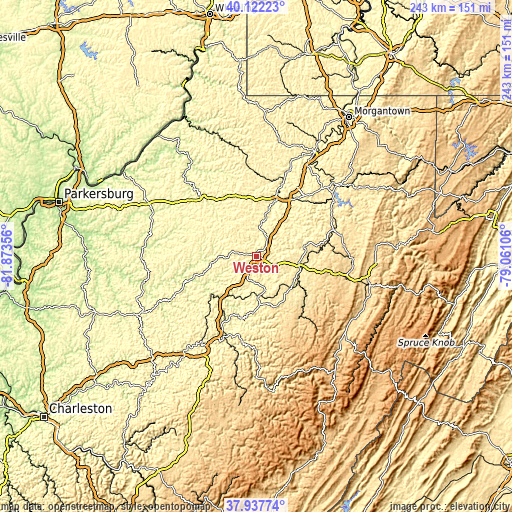 Topographic map of Weston