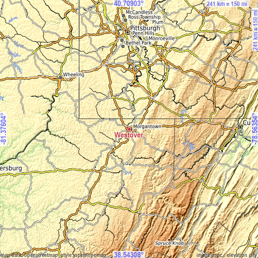 Topographic map of Westover