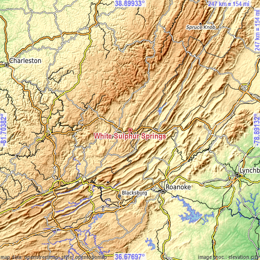 Topographic map of White Sulphur Springs