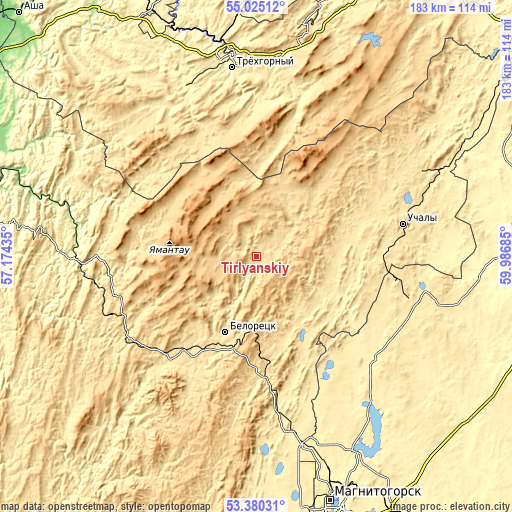 Topographic map of Tirlyanskiy
