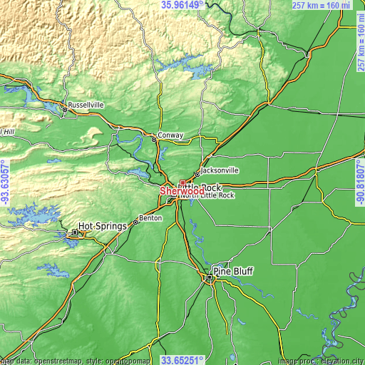Topographic map of Sherwood