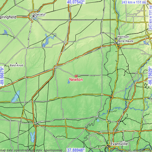 Topographic map of Newton