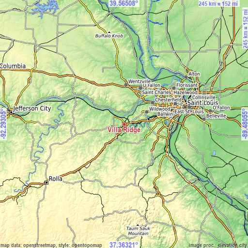 Topographic map of Villa Ridge