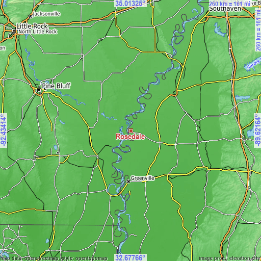 Topographic map of Rosedale