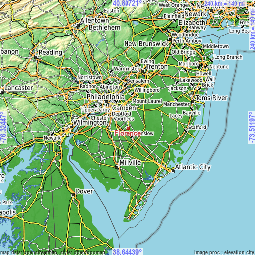 Topographic map of Florence