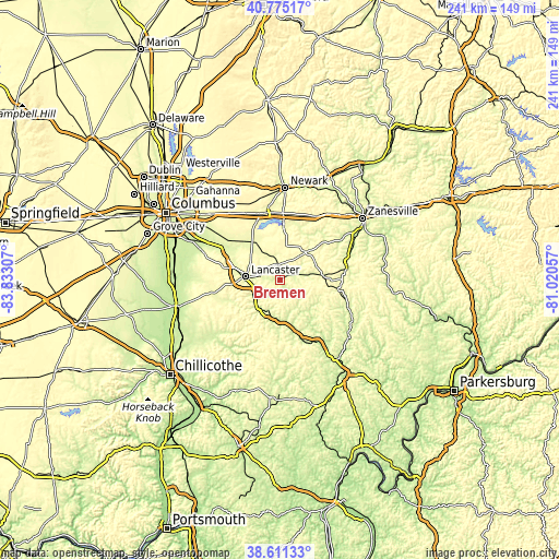 Topographic map of Bremen