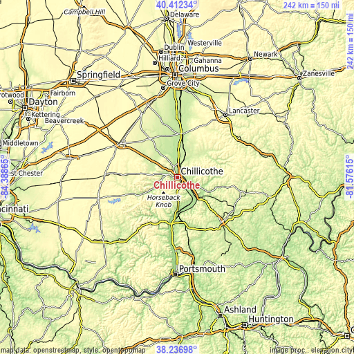 Topographic map of Chillicothe