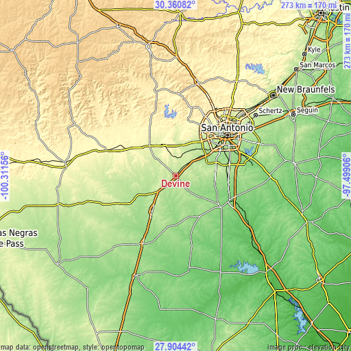 Topographic map of Devine