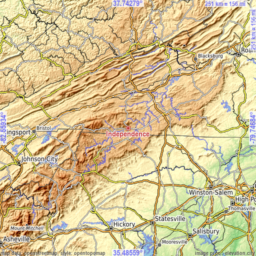 Topographic map of Independence