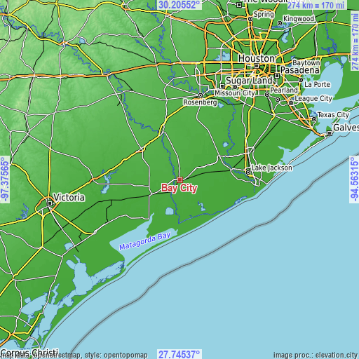 Topographic map of Bay City