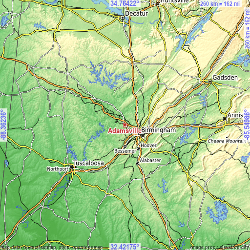 Topographic map of Adamsville