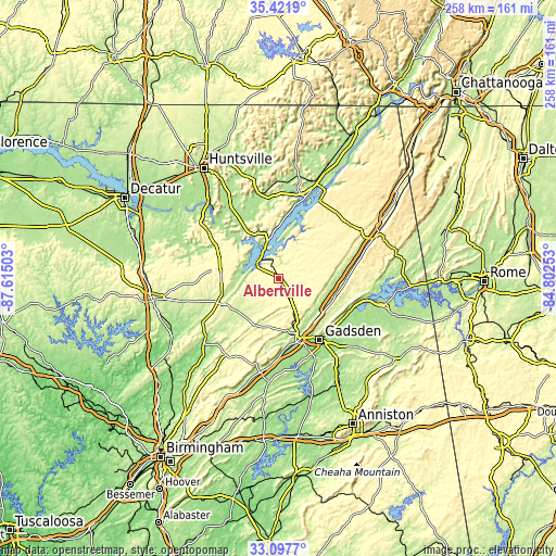 Topographic map of Albertville