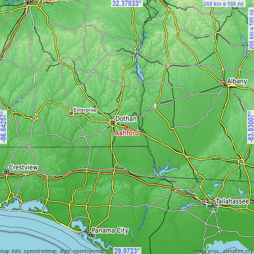 Topographic map of Ashford